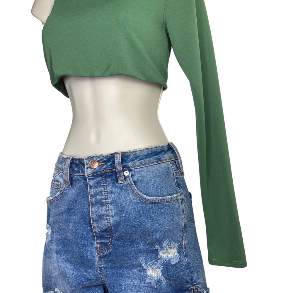 Camila Coelho | NEW Blake Asymmetrical Crop Top in Basil Green Size XS - Picture 4 of 9